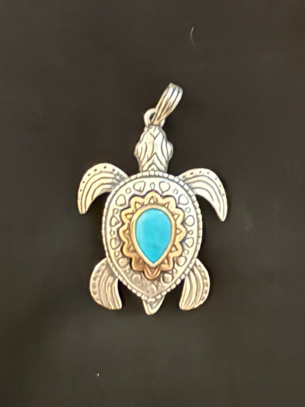 James Avery Sea Turtle Pendant with Turquise/Sterling/Bronze